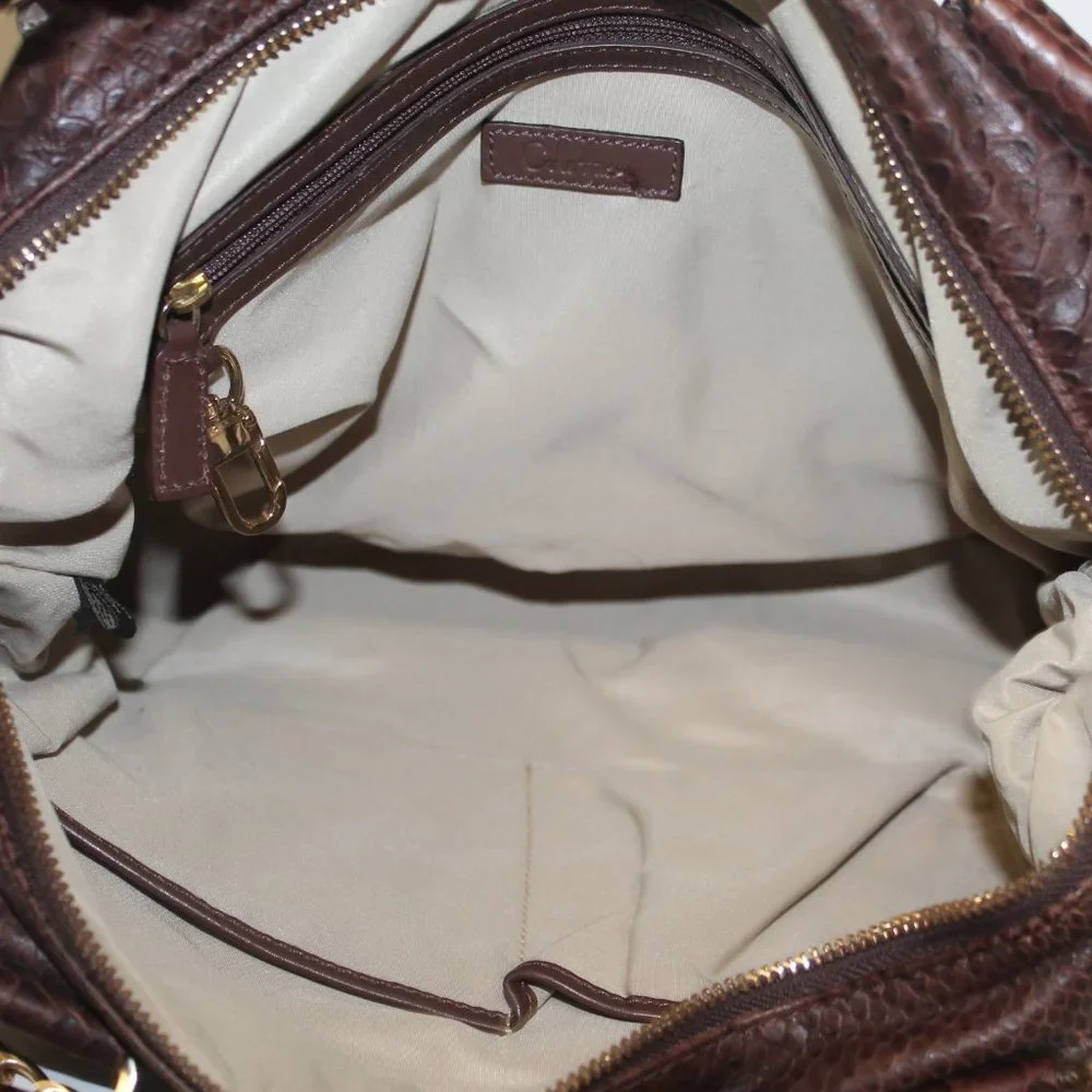 Cole Haan Brown Leather Tote with Gold Chain Detail